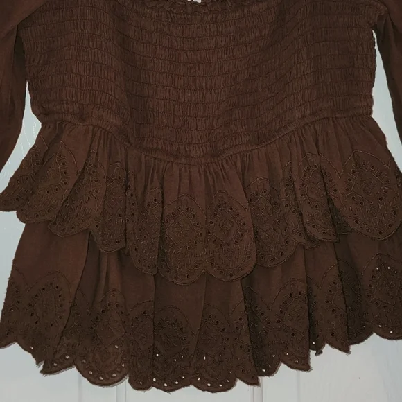 American Eagle Outfitters Chocolate Ruffle Blouse - Picture 4 of 5